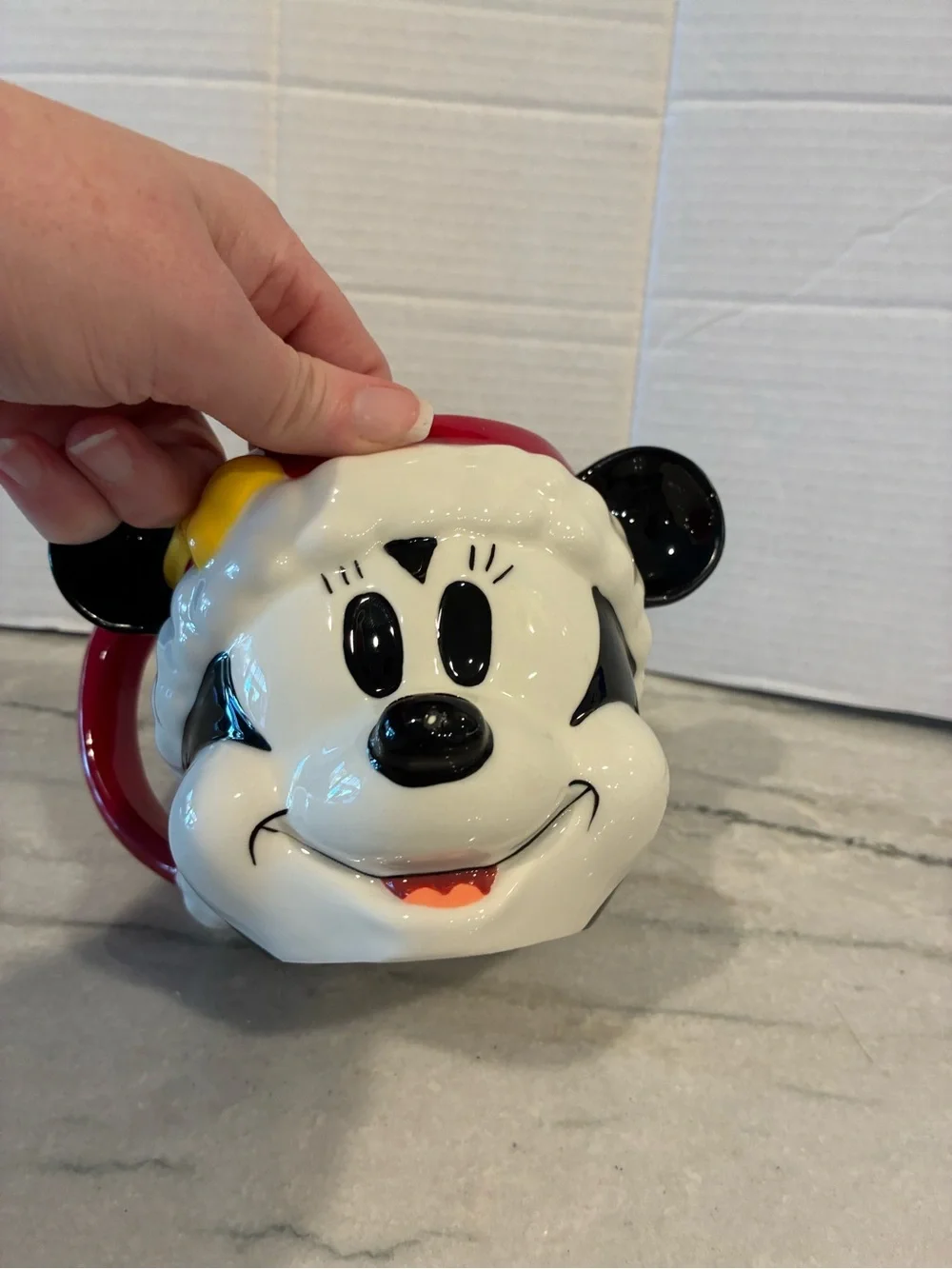 New Williams Sonoma Minnie Mouse Figural Mug cocoa Christmas kids holiday Disney